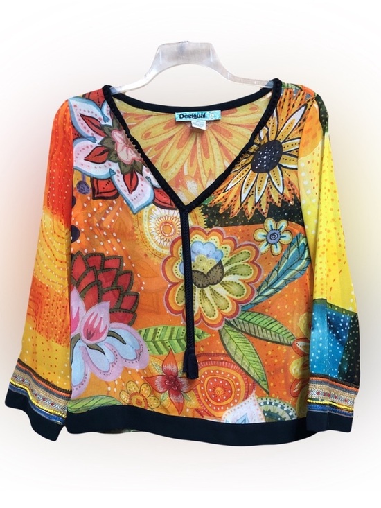 Desigual Tops - EUC Desigual bright bold floral print blouse L